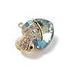 Real 18K Gold Plated Rack Plating Brass Micro Pave Clear Cubic Zirconia Pendants KK-C015-09G-11-2