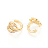 Brass Micro Pave Clear Cubic Zirconia Cuff Earrings KK-T074-34G-3