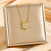 Brass Micro Pave Clear Cubic Zirconia Clover Pendants Necklaces LS-NJEW-K280-02G-1
