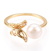 Natural Pearl Open Cuff  Ring Micro Pave Clear Cubic Zirconia PEAR-N022-C06-2