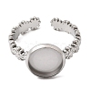 Flower 304 Stainless Steel Cuff Ring Components STAS-P454-05B-P-2