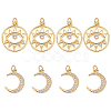 8Pcs 2 Style Rack Plating Brass Micro Pave Cubic Zirconia Pendants KK-BC0011-96-1