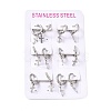 6Pairs Crystal Rhinestone Cross Dangle Hoop Earrings with 304 Stainless Steel Pin for Women EJEW-F280-04P-3