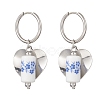 Column with Heart 316 & 202 Stainless Steel Hoop Earrings EJEW-JE06736-02-3