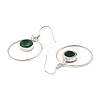 Natural Dyed & Heated Green Onyx Agate Flat Round Dangle Earrings EJEW-Z024-11A-P-2