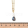 Ocean Natural Cultured Freshwater Pearl & Round Shell Pearl Beaded Pendant 304 Stainless Steel Satellite Chain Necklaces for Women NJEW-JN06039-4