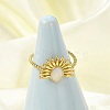 Flower 304 Stainless Steel Enamel Open Cuff Rings for Women RJEW-G338-15G-01-2