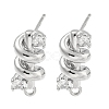 Brass Micro Pave Cubic Zirconia Stud Earring Findings KK-U015-01P-1