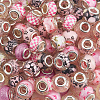 100Pcs Printed Transparent Resin European Beads RESI-PA0001-18B-7