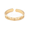Crystal Rhinestone Oval with Square Open Cuff Ring RJEW-I096-20G-2
