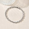 Horse Eye Brass Micro Pave Clear Cubic Zirconia Link Chain Bracelets for Women BJEW-C156-07B-P-2