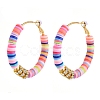Heishi Beaded Hoop Earrings X-EJEW-JE04081-1