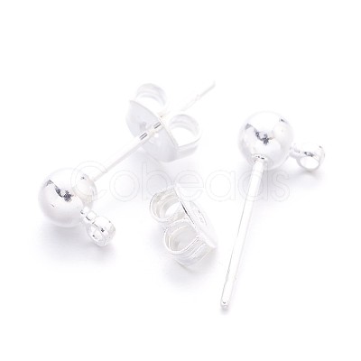 Silver Color Plated Brass Post Earring Findings X-EC593-NFS-1