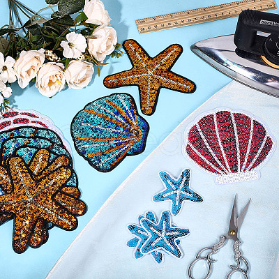 16Pcs 4 Styles Polyester & Sequin Self Adhesive Patches PATC-ME0001-28-1