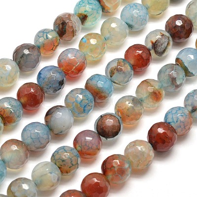Dyed Natural Agate Faceted Round Beads Strands G-E268-20-1