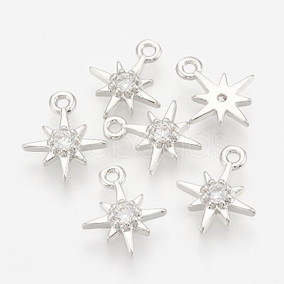 Brass Cubic Zirconia Charms ZIRC-Q002-143P-1