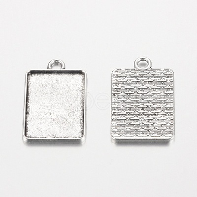 Rectangle Tibetan Style Alloy Pendant Cabochon Settings PALLOY-K109-29AS-RS-1