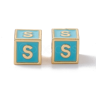 Rack Plating Brass Enamel Beads KK-B060-04G-06S-1