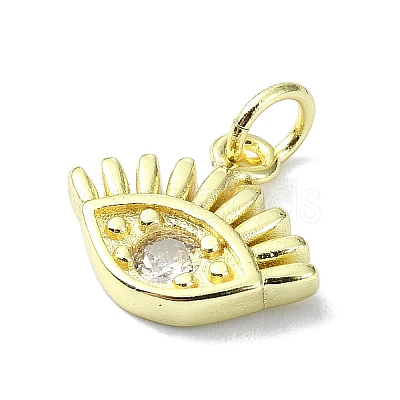 Eye Theme Brass Micro Pave Cubic Zirconia Charms KK-H475-58G-10-1