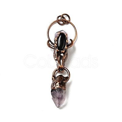Natural Amethyst & Black Onyx Nuggets Big Pendants G-D468-26R-1