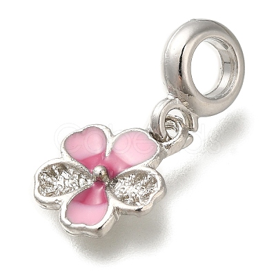 Rack Plating Alloy Pink Enamel European Dangle Charms PALLOY-A009-07P-1