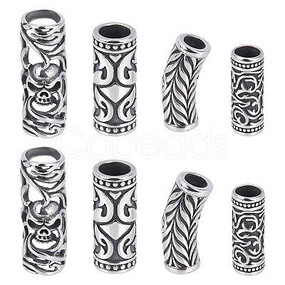 PandaHall Elite 8Pcs 4 Style 304 Stainless Steel Beads STAS-PH0003-16-1