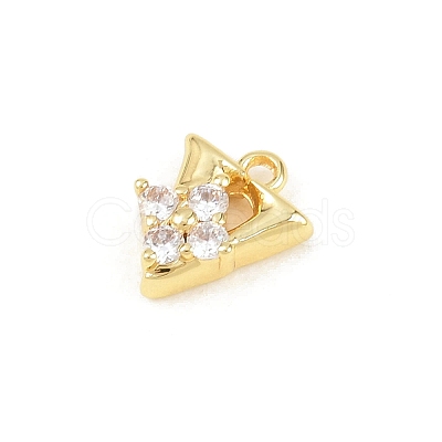 Brass Micro Pave Clear Cubic Zirconia Charms KK-Z151-18G-V-1
