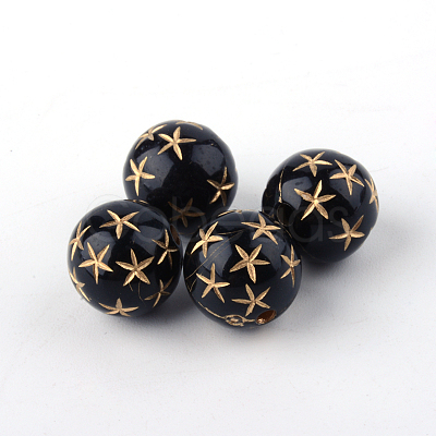 Round Plating Acrylic Beads X-PACR-Q102-197B-1