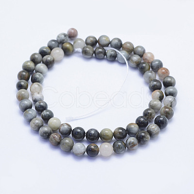 Natural Hawk's Eye Beads Strands G-L478-01-6mm-1