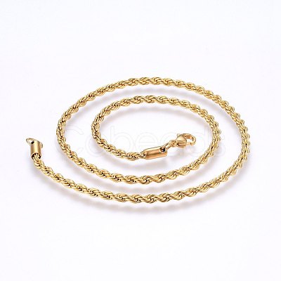 304 Stainless Steel Rope Chain Necklaces NJEW-F226-03G-01-1