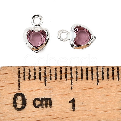 Heart Brass Glass Charms KK-S385-01S-09-1