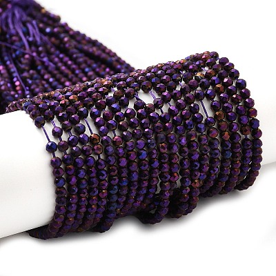 Electroplate Glass Beads Strands GLAA-H021-01B-FP09-1