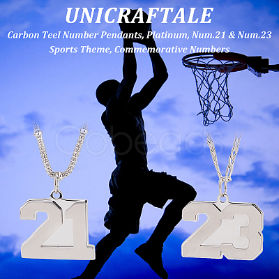 Unicraftale 2Pcs 2 Style Carbon Teel Number Pendants FIND-UN0001-55-1