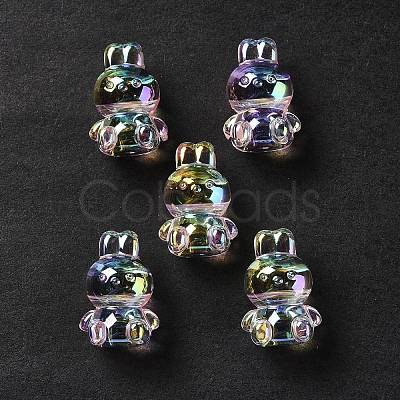 UV Plating Rainbow Iridescent Acrylic Beads OACR-H015-08-1