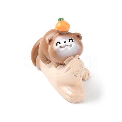Resin Otter Sitting in Stump Figurines Ornament DJEW-E015-02D-1
