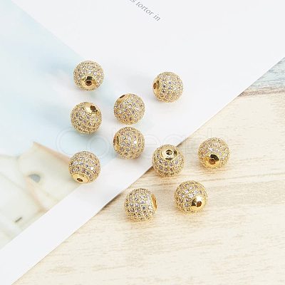 Brass Cubic Zirconia Beads ZIRC-NB0001-10-1