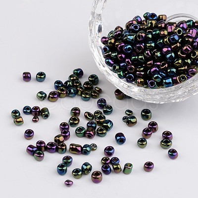 6/0 Electroplated Iris Round Glass Seed Beads X-SEED-A009-4mm-603-1