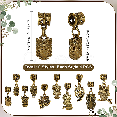 40Pcs 10 Styles Alloy European Dangle Charms PALLOY-PH01961-1