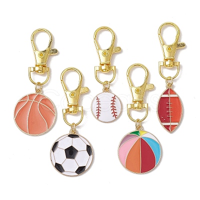 Sports Ball Alloy Enamel Pendant Decoration HJEW-JM02006-1