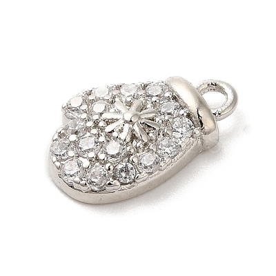 Christmas Theme Brass Micro Pave Cubic Zirconia Charms KK-P278-11P-1