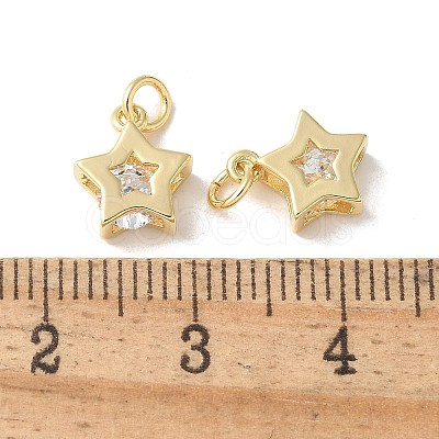 Brass Micro Pave Clear Cubic Zirconia Pendants KK-Q031-19G-01-1