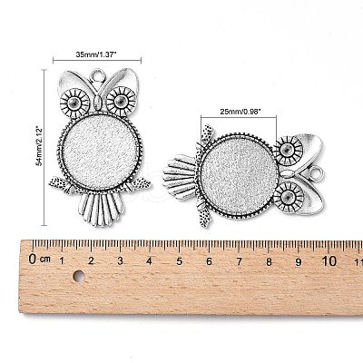 Tibetan Style Alloy Pendant Rhinestone Cabochon Settings X-TIBEP-4494-AS-FF-1