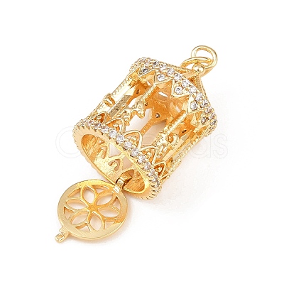 Brass Micro Pave Clear Cubic Zirconia Clear Locket Pendants KK-H524-09G-1
