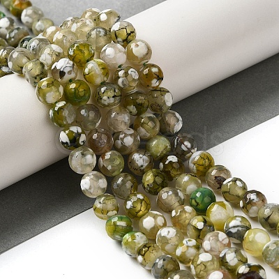 Dyed & Heated Natural Fire Crackle Agate Beads Strands G-P539-B01-22-1