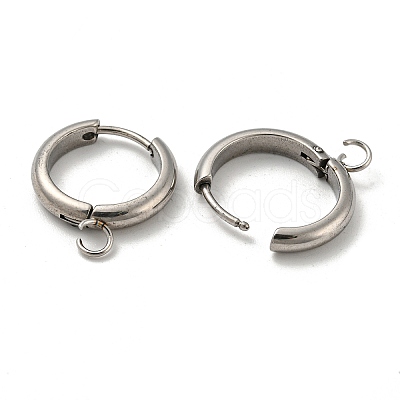 Tarnish Resistant 201 Stainless Steel Huggie Hoop Earring Findings STAS-P283-01Z-P-1