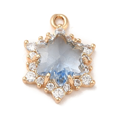 Brass with Cubic Zirconia Pendants KK-G499-15G-03-1