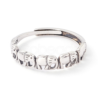 Elephant 925 Sterling Silver Adjustable Rings for Men Women STER-G032-03AS-1