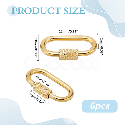 6Pcs 304 Stainless Steel Locking Carabiner STAS-ME0003-71-1