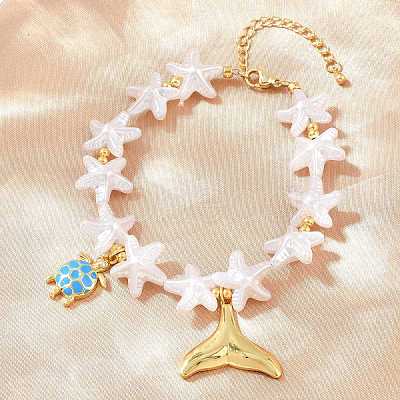 Ocean Brass Enamel Charm Bracelets for Women KK-CBA68DA-15A-G-1