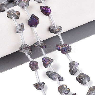 Electroplate Raw Rough Natural Amethyst Beads Strands G-Q610-06D-1